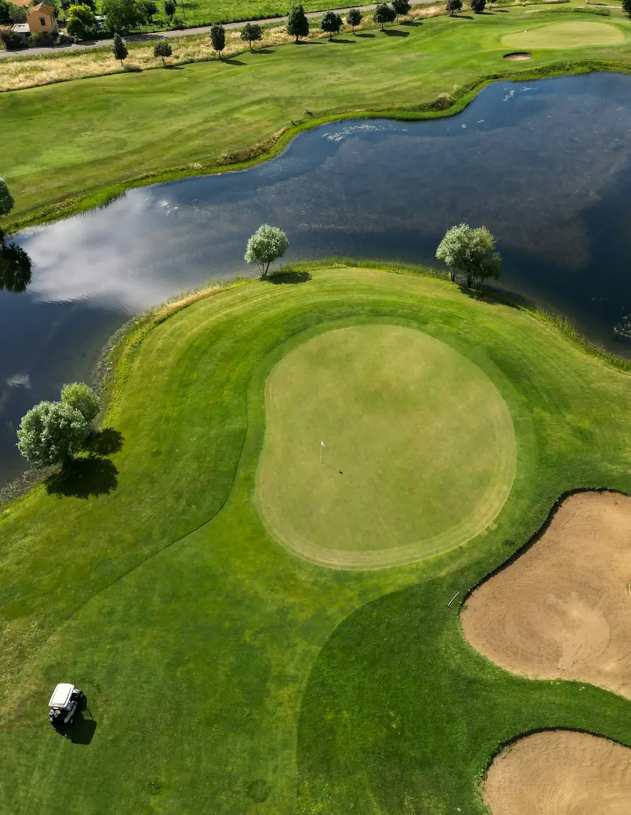 Aerial view of the seventh green